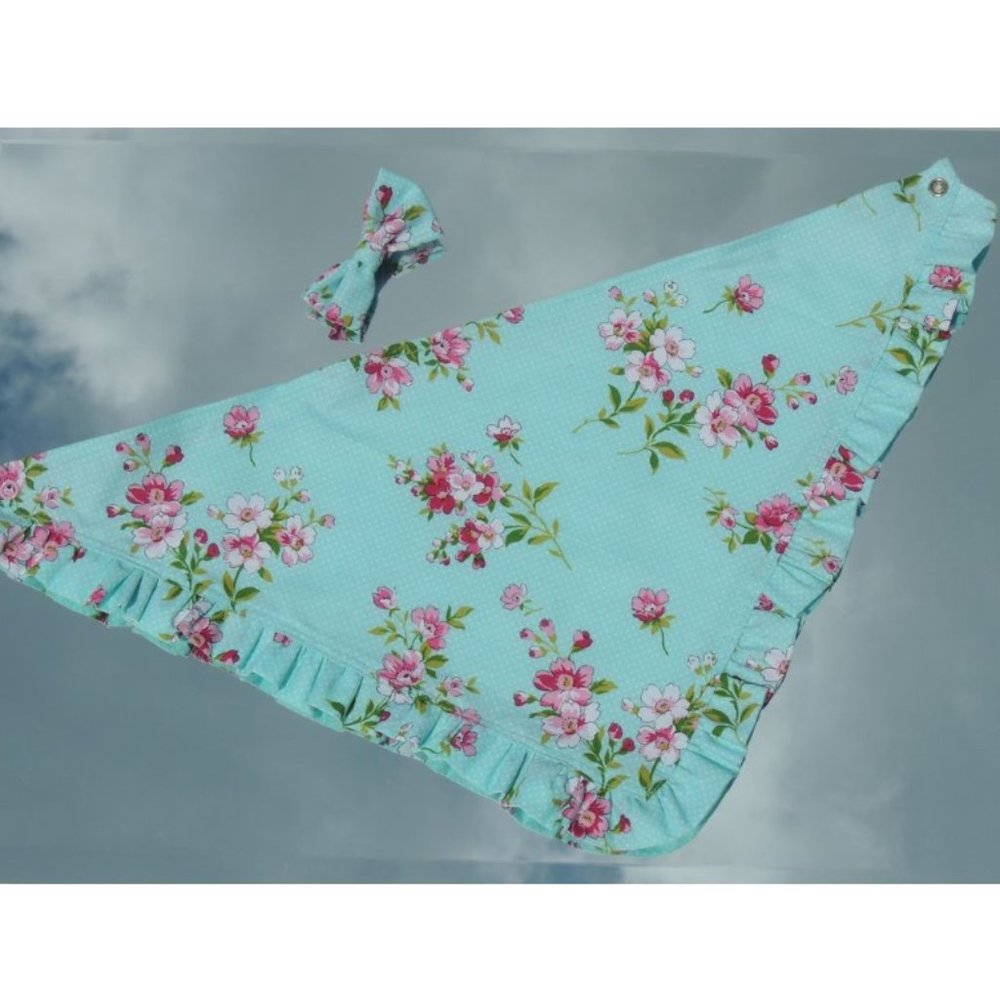 Blue floral dog bandana